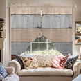 thumbnail image 2 of Swag Curtains Valances for Windows, Farmhouse Rustic Wood Texture Short Kitchen Window Curtains Over Sink, Brown Grey Cafe Curtains Panel Set Of 2,Rod Pocket, 36 Inches Length, 2 of 8