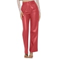 thumbnail image 2 of Aayomet Femmes Leather Leggings High Waisted Doublé Pantalon Extensible Maistom Collants, Rouge M, 2 of 4