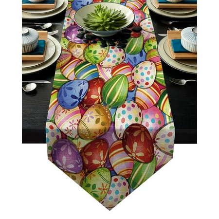 

Easter Eggs Colorful Holiday Stripes Overlay Table Runner Christmas Hotel Wedding Dinner Party Table Decoration