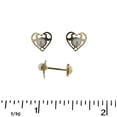 thumbnail image 2 of 18K Solid Yellow Gold Open Heart with Pearl Covered Screwback earrings, 2 of 3