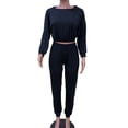 thumbnail image 3 of Pantalon Large pour Femmes Mode Ensemble de Sport 2 Pcs Décontracté Couleur Unie, 3 of 4