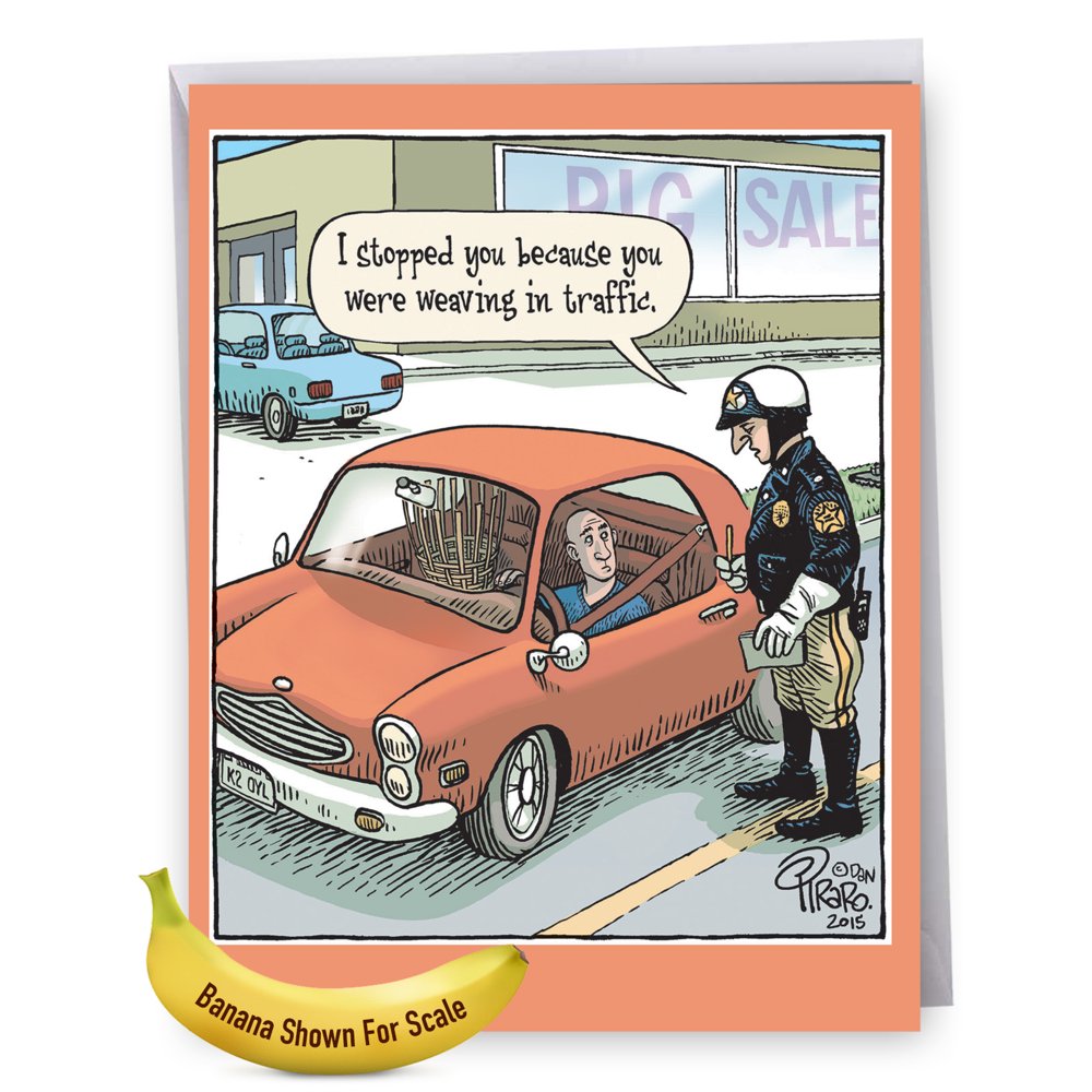 J2582BDG Jumbo Birthday Card Weaving in Traffic, Extra Large Greeting