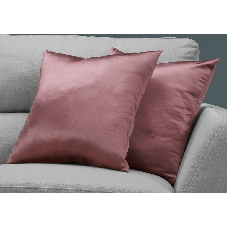 Pillows / Set Of 2 / 18 X 18 Square / Insert Included / Decorative Throw /  Accent / Sofa / Couch / Bedroom / Polyester / Hypoallergenic / Pink /  Modern - Monarch Specialties I 9301