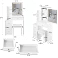 thumbnail image 2 of Small Size Left Bedside Cabinet Vanity Table + Cushioned Stool, Touch Control Sliding LED Mirror, Tri-color Switching, Brightness Adjust, Multi Layer, Suitable for Small Space, EPA,GCC,UL Certificate, 2 of 4