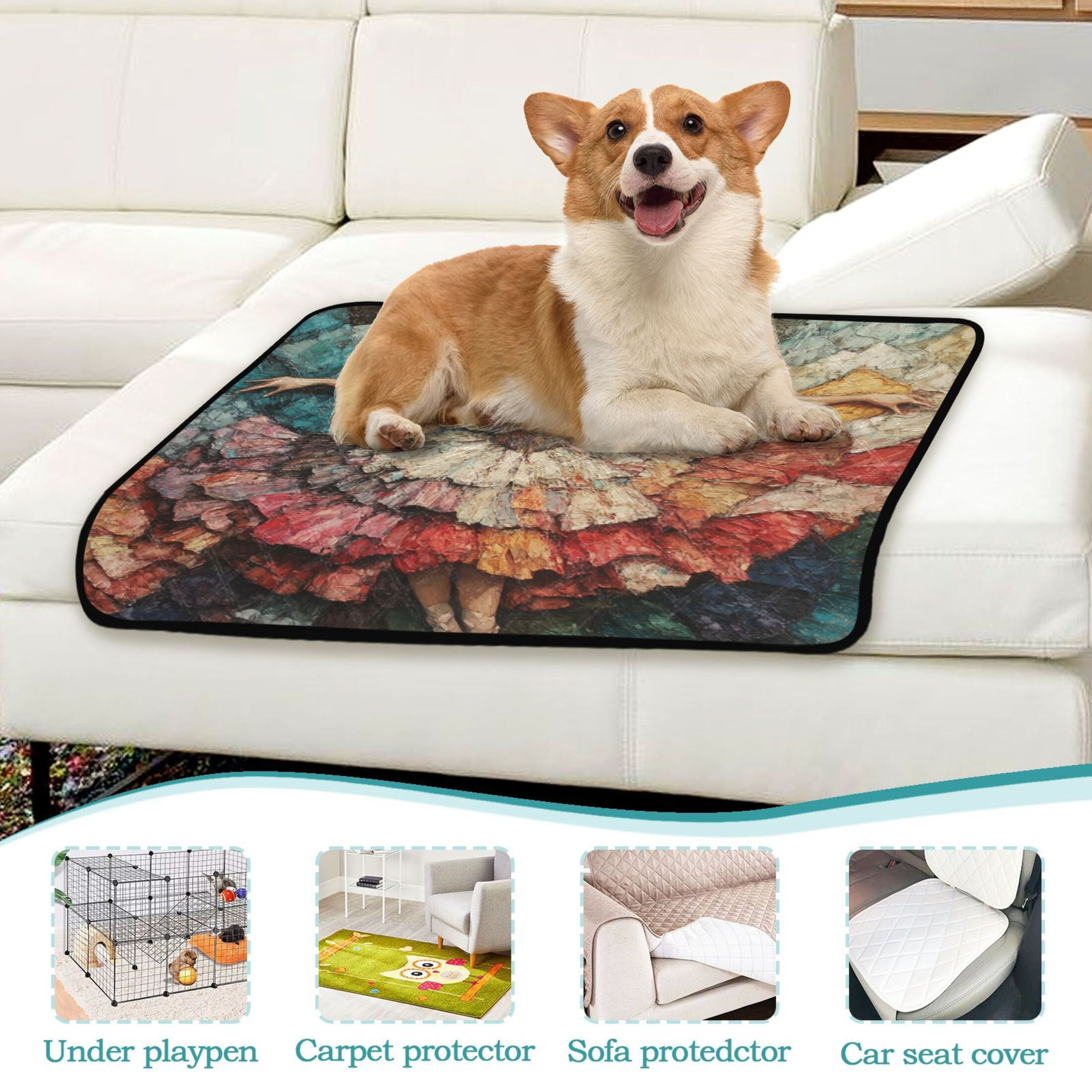 Qxltty The Elegant Ballet Cat litter Pads Pet Set of 2 Diaper Mats Center Anti-leakage Layer Absorbent Soft and Comfortable