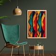 thumbnail image 2 of Modern Wall Art with Frame, Geometric Contemporary Art Design Black Bold Zig Zag Borders Pattern, Printed Fabric Poster for Bathroom Living Room, 23" x 35", Teal Orange Marigold, by Ambesonne, 2 of 2