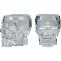 Set of 2 Translucent Acrylic Skeleton Skull Face Liquor Shot Glass Shooters