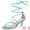 Blue, variant on Allegra K Women's Lace Up Strappy Tie Dye Kitten Heels Sandals Cyan (Size 6)