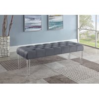 Best Master Furniture Suede Upholstered Tufted Bench with Acrylic Legs, Grey