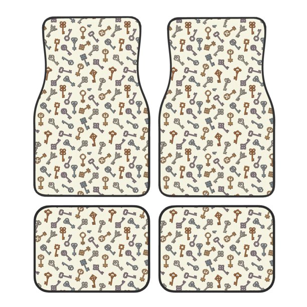 Fotbe Keys1 Juego de 4 Tapetes para Auto con Estampado – Alfombrillas de Goma Reforzada, Diseño Antideslizante, Protección para Todo el Año – Vehículos, Autos, Camionetas y SUVs