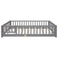 thumbnail image 5 of Full Size Floor Bed with Fence and Door, Wood Floor Platform Bed for Kids Boys Girls, Wood Slats Support, Gray, 5 of 7