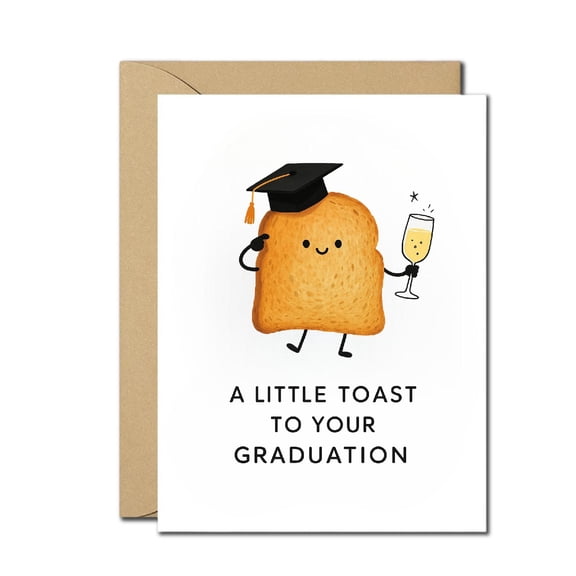 Funny Graduation Card - A Little Toast to Your Graduation - Pun Joke Graduate Card with Toast and Champagne - Class of 2025 Celebration Card - Blank Inside with Envelope
