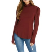 Karen Kane Shirred Sleeve Turtleneck Top