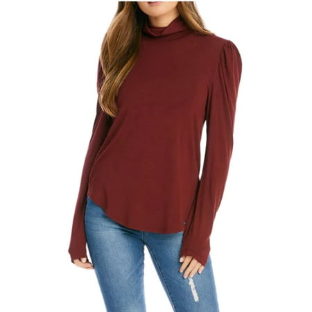 Karen Kane Shirred Sleeve Turtleneck Top