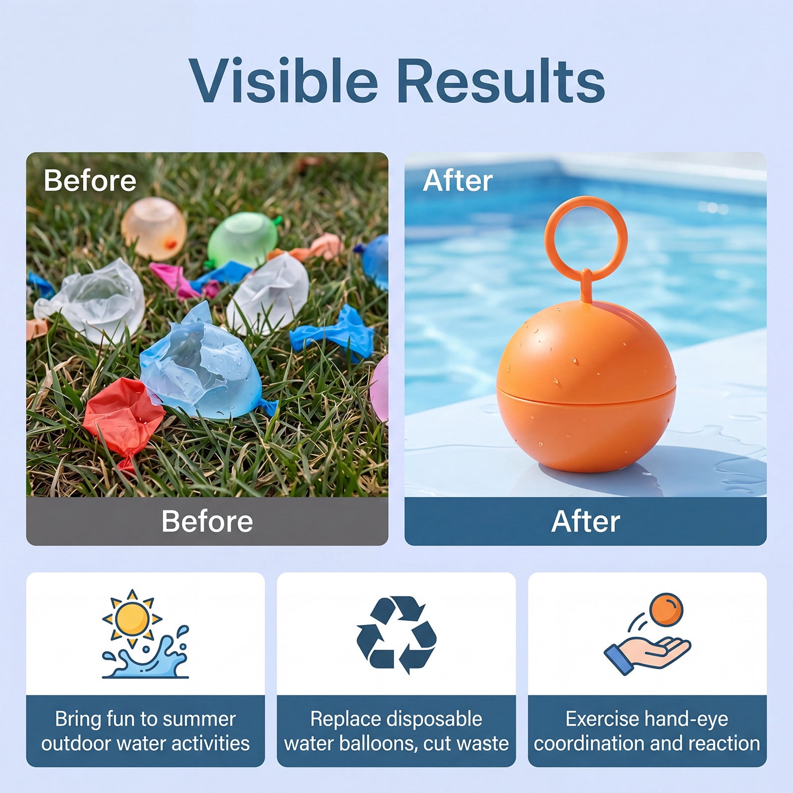 7Pcs Water Ball Refillable Water Balloons, Self Sealing Reusable Water Balloons for Pool Party, 7 Colors