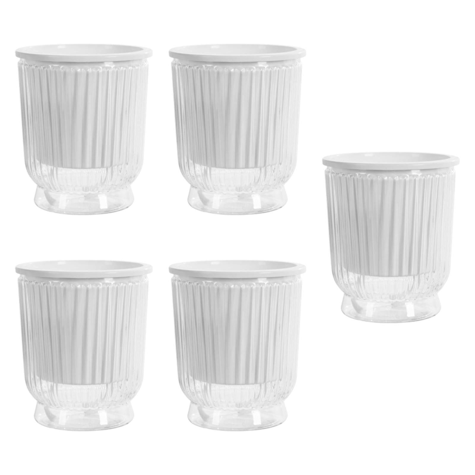 koolsoo 5 Pieces Self Watering Plant Pots Flower Pots Modern Home Decor Gardening Planters Indoor Outdoor Plants for Restaurant Patio Transparent 10.8x12cm
