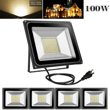 5pcs Viugreum 100w Led Spotlight Flood Light Warm White Smd Outdoor 5pcs Viugreum 100w Led Spotlight Flood Light Warm White Smd Outdoor Garden Landscape Yard Wall Lamp 110v Security Waterproof Ip65 With Us Plug