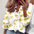 thumbnail image 2 of Mujeres Casual Manga completa Cuello en V Tops Camisas sueltas Blusa Tops estampados Pompotops  FGAJ13933, 2 of 5