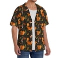 thumbnail image 3 of Ratiio Festive Squirrels Dark Forest Print Mens Casual Short Sleeve Shirts Button Down Textured Shirts Summer Beach Shirt with Pocket Men's Casual Short-sleeved Shirt, 3 of 5