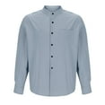 thumbnail image 4 of HOMADLES Men's Button Shirts Long Sleeve Soft Breathable Collar Solid Slim Button Shirts Light Blue XL, 4 of 6