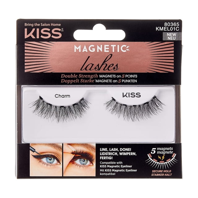 Pestañas postizas magnéticas KISS 'Charm' de 12 mm con delineador magnético