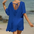 thumbnail image 5 of QIPOPIQ Robes de Plage pour Femmes Manches Courtes Col en V Couverture de Bikini d'Été Robe à Lacets Offres 2023, 5 of 5