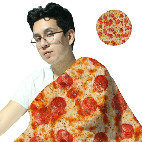 Cobija Manta Frazada Redonda Juana Gallo Diseño de Pizza Ultra Suave y Ligera
