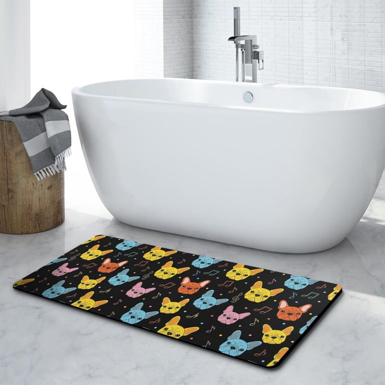 Music Notes Quickest French Bulldog and Music Note Diatomite Bath Mat, Entryway Floor Pad ...