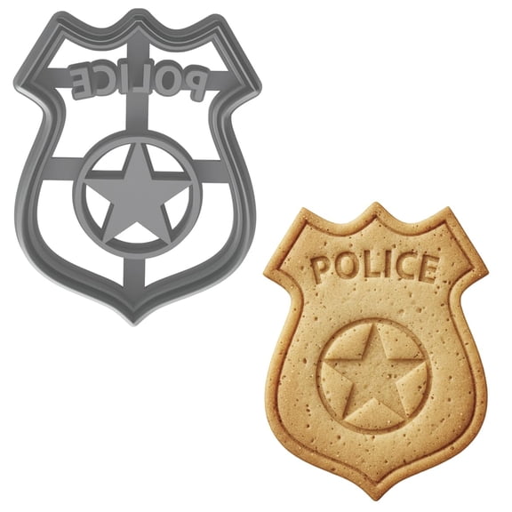 Police Badge Cookie Cutter, 4.25x3.26" - Perfect for Law Enforcement and First Responder Themed Baking