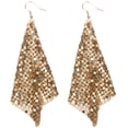 thumbnail image 1 of 1 par de pendientes largos con borlas y lentejuelas de malla metálica para mujer, 1 of 8