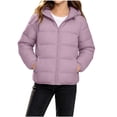 thumbnail image 2 of SGFCWSX Girls Puffer Jacket Hooded Winter Warm Lightweight Quilted Zip Up Coat Padded Outerwear with Pockets Purple Size 2T, 2 of 6