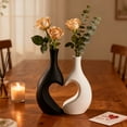 thumbnail image 4 of hulanddfd White and Black Vase Set of 2, Heart Shaped Plastic Vase Shatterproof Centerpiece for Living Room Dining Room Table Coffee Table Shelf Decor, 4 of 7