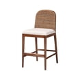 thumbnail image 5 of Seagrass & Acacia Wood Counter Stool - Modern Bohemian Kitchen Bar Height, 5 of 12