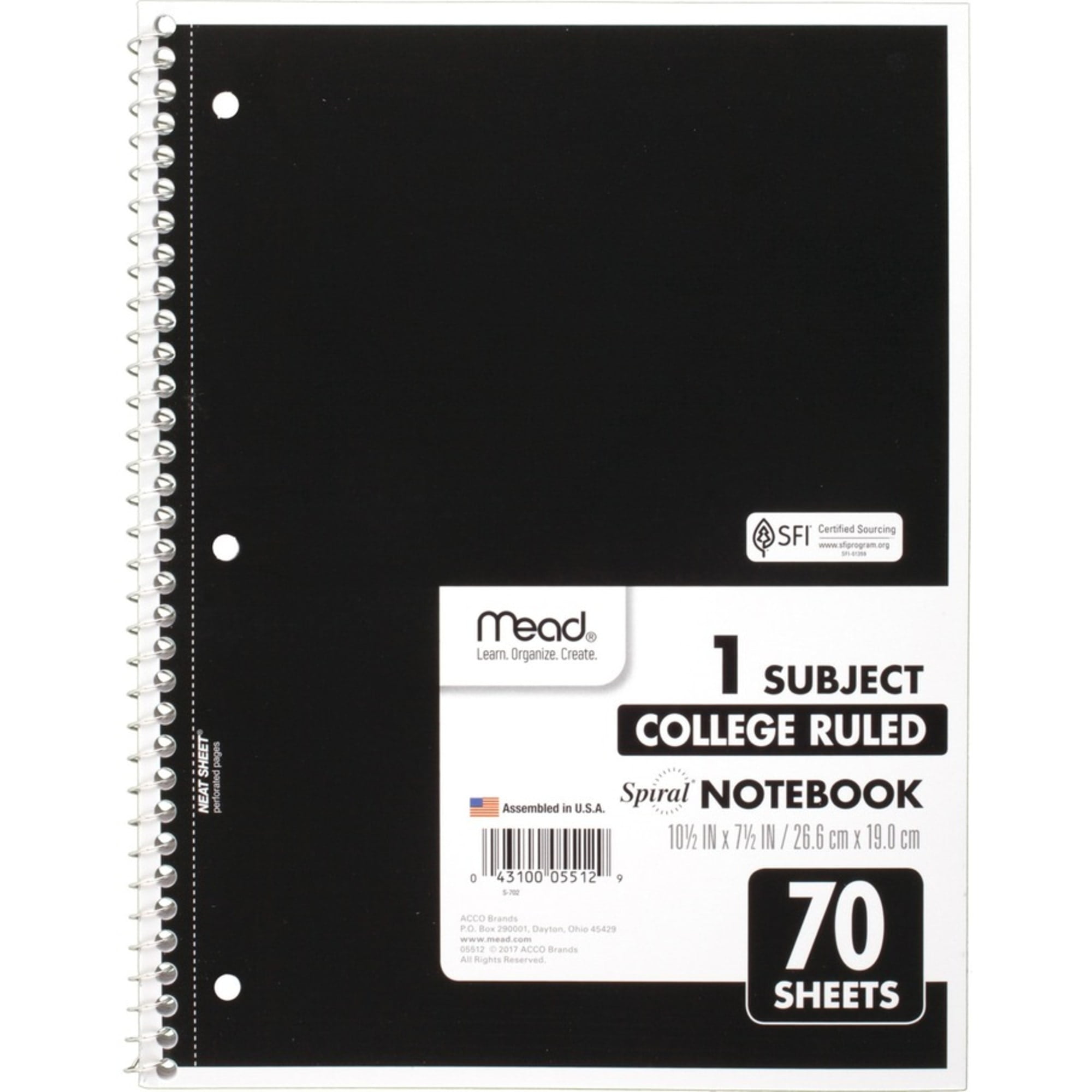 Mead, MEA05512BD, One-subject Spiral Notebook, 12 / Bundle