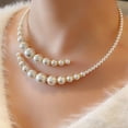 thumbnail image 2 of Hioecau Collier Ras du Cou en Fausse Perle pour Femmes, Collier Ras du Cou à Manchette Ouverte, Collier Ras du Cou en Perles Rondes Blanches, Bijou Ras du Cou Chunky, Cadeau pour Elle, 2 of 8