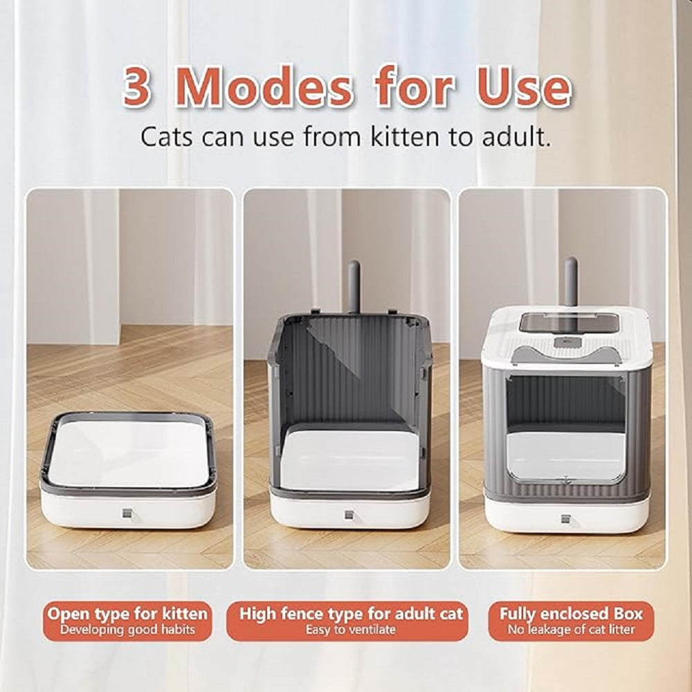 Foldable Drawer-Style Cat Litter Box - Fully Enclosed, Space-Saving (2 Color Options)