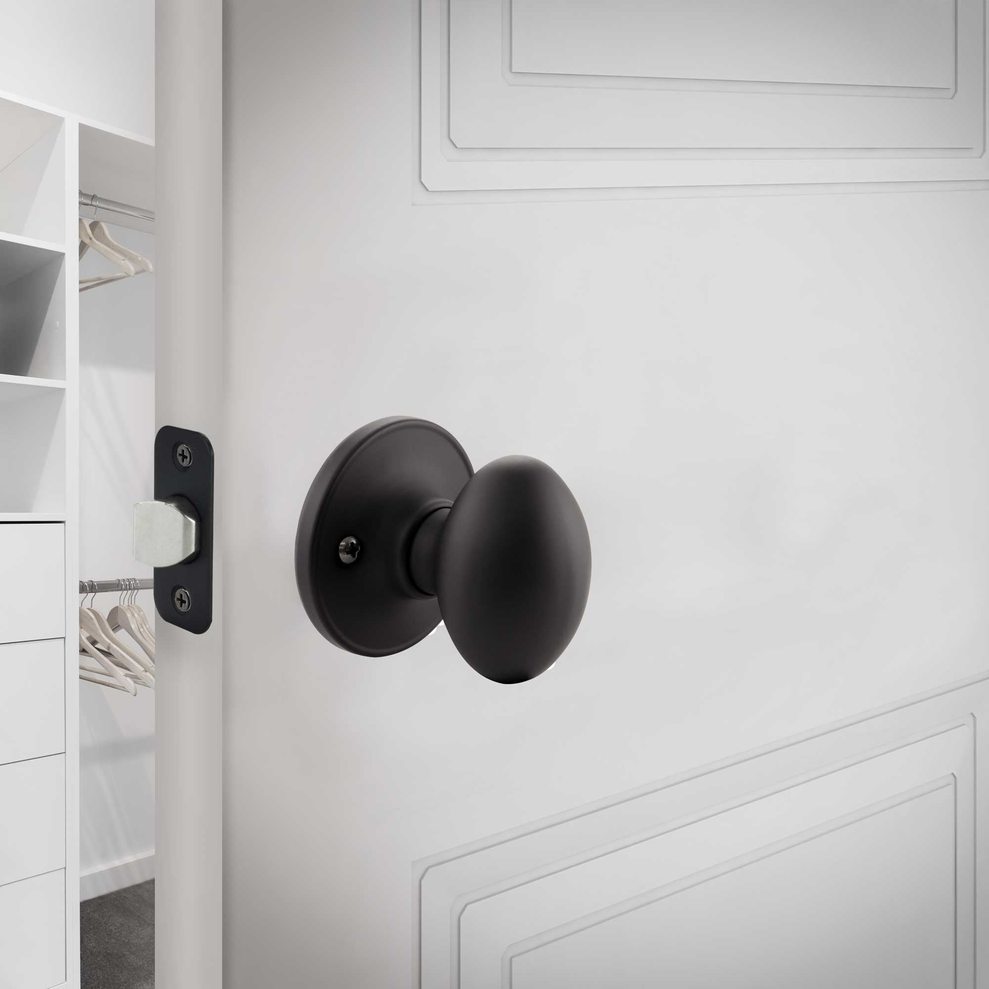 Design House WM377917 Egg Passage Hall and Closet Door Knob Matte Black