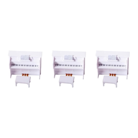 Vogacara Mini Piano with Stool Kids for House Toys 1/12 Doll 1/6 Play Decoration white Type1