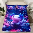 thumbnail image 2 of jejeloiu Kawaii Axolotl Twin Sheet Sets,Magical Animal Twin Fitted Sheet,Pink Purple Ombre Flat Sheet,Lightweight Room Decor,3pcs, 2 of 7