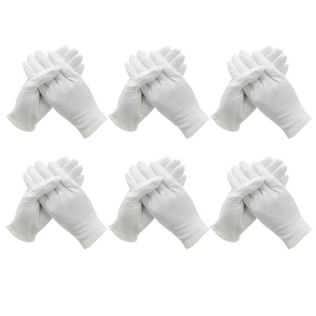 Paquete de 6 guantes de algodón blancos para manos secas, guantes de humedad durante la noche, guantes de spa, guantes blancos para mujeres y hombres
