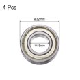 thumbnail image 2 of Uxcell 6002-ZZ Deep Groove Ball Bearings 15x32x9mm Chrome Steel ABEC3 Z3 4 Pack, 2 of 5