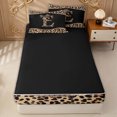 thumbnail image 4 of Erosebridal Fashion Crystal Initial E Zipper Twin Comforter Sets with Fitted Sheet and 2 Pillowcases for Women, Cheetah Print Bow Letter Zipper Bedding Set, Black Reversible, 4 Pieces, 4 of 7