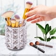 thumbnail image 2 of Organizador de brochas de maquillaje de cristal, solución artesanal para guardar brochas y pinceles (plata/oro), 2 of 6