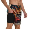 thumbnail image 2 of Logiee Dynamic Fire Bird Art Print Men's Swim Trunk,Quick Dry Board Shorts ,Men's Swim Trunks with Compression Liner, Bathing Suits with Pockets-3X-Large, 2 of 6