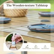 Sophia & William 7-Piece Outdoor Patio Dining Set Teak-grain Table and Chairs Metal Furniture Set