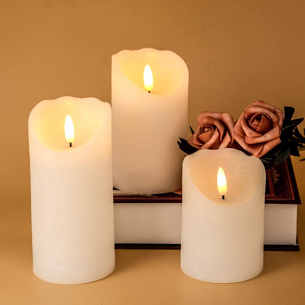 White, D1.5/” x H1.8/” Battery Operated 3D Wick LED Tea Light Votive Candles Wondise Flameless Flickering Tealight Candle with Timer 6 Pack Electric Plastic Candles for Wedding Party Outdoor Decor