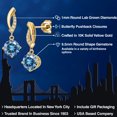 thumbnail image 2 of Gem Stone King 10K Yellow Gold Persian Blue Moissanite and Lab Grown Diamond Earrings for Women | 2.05 Cttw | Gemstone Birthstone | Round 6.5MM, 2 of 6