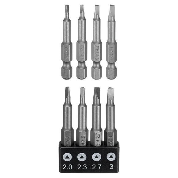 Uxcell 4pcs Triangle Magnetic Screwdriver Insert Bits 2.0 2.3 2.7 3.0 1/4" Hex Shank 2" Length Special Shaped Power Drill Bits with Bit Holder