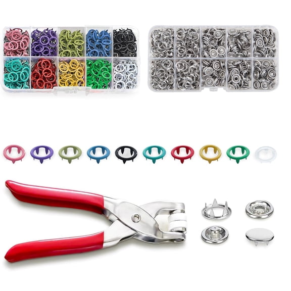 200 Pcs 9.5mm Metal Snap Buttons Kit with Pliers - for DIY Clothing, Canvas, Leather, Bags - Rustproof Stainless Steel