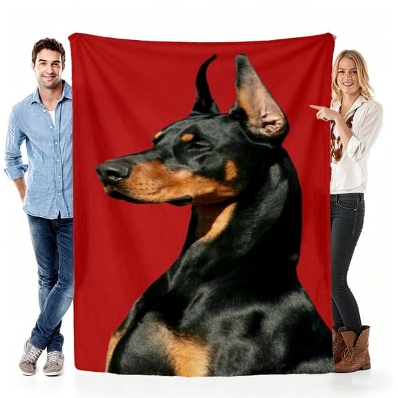 Personalized Doberman Fleece Throw Blanket, Custom Pet Portrait Cozy Blanket for Dog Lovers, Birthday, Christmas, Sofa Bed Couch Home Decor 30x40in(size: very small)